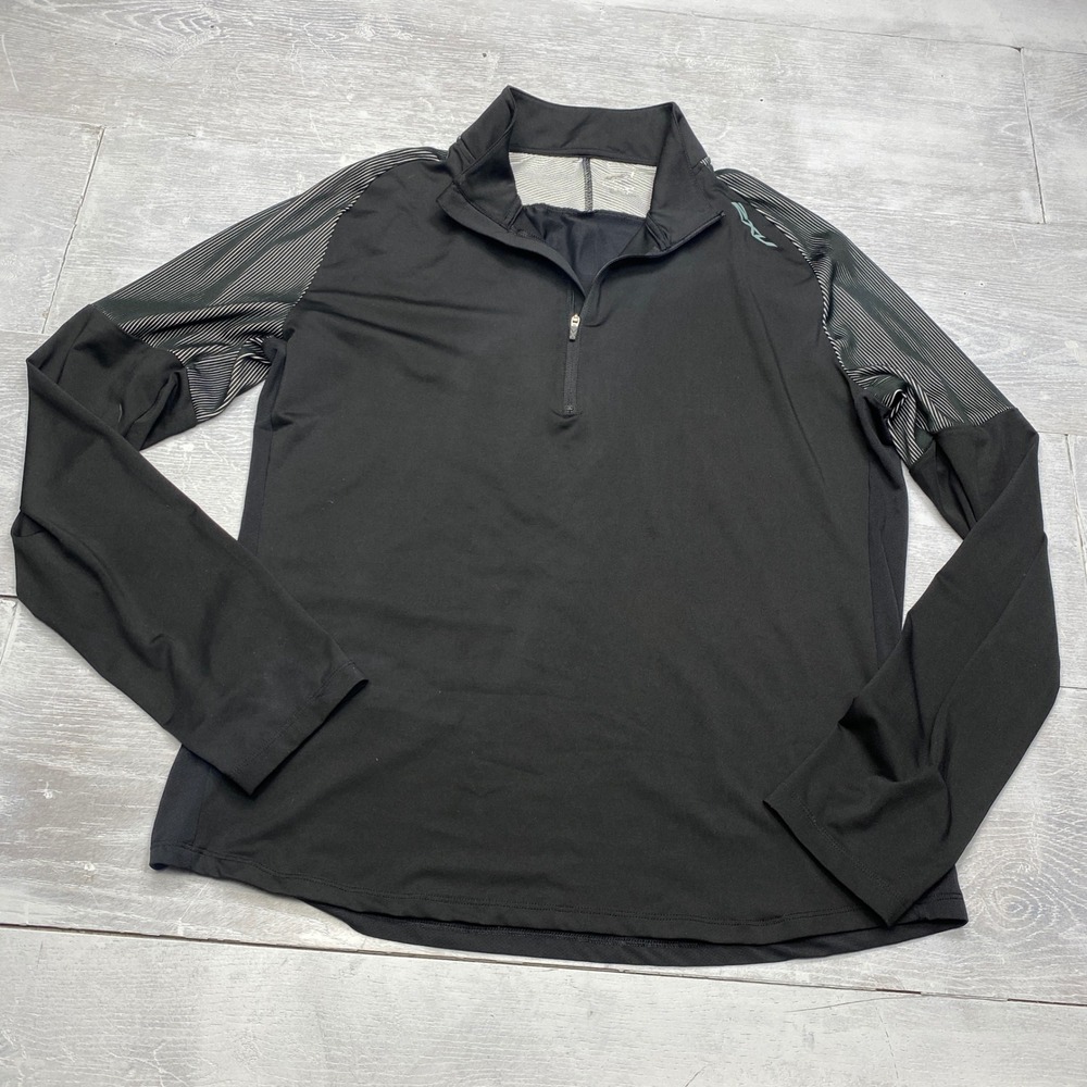2XU Running Top Mens L Black Striped Sleeve 1/4 Zip Long Sleeve Pullover